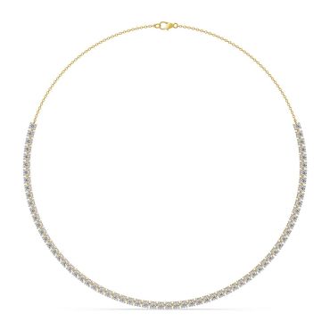 Sleek Lab Grown Diamond Tennis 14 KT with yellow gold Necklace
