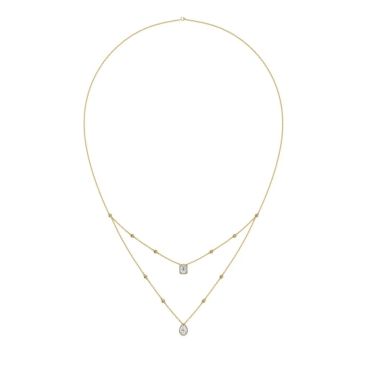 Layered Halo Solitaire Lab Grown Diamond 14 KT with yellow gold Necklace
