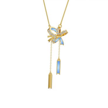 Twisted Bow Lab Grown Diamond 14 KT with yellow gold Necklace