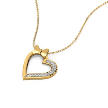 Bow of Love Lab Grown Diamond 14 KT with yellow gold Necklace