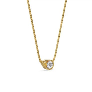 Tilted Lab Diamond Solitaire 14 KT with yellow gold Necklace