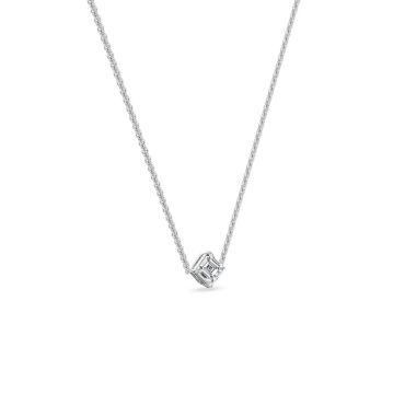 1 CT Asscher Lab Grown Diamond 14 KT with white gold Necklace