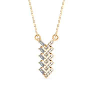 Baguette Bar Twist Lab Grown Diamond 14 KT with yellow gold Necklace