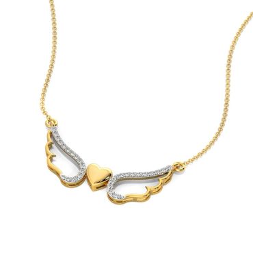 Wings of Love Lab Grown Diamond 14 KT with yellow gold Necklace