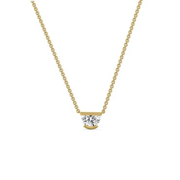 Half Moon Lab Grown Diamond 14 KT with yellow gold Necklace