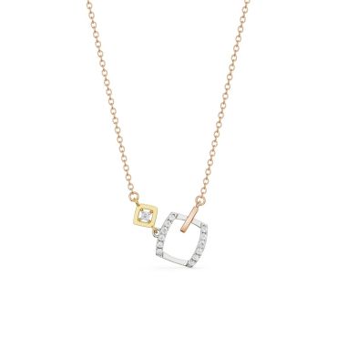 Geometric Sqaure Lab Grown Diamond 14 KT with rose gold Necklace
