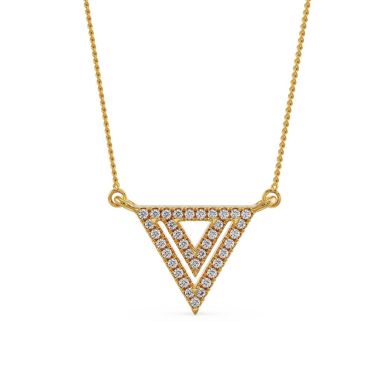 Inverted Triangle Lab Grown Diamond 14 KT with yellow gold Necklace