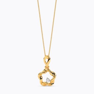 Vivid Floral 14 KT Yellow Gold Diamond Pendant