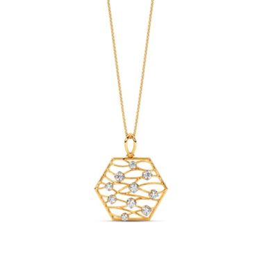 Hexa Trellis 14 KT Yellow Gold Diamond Pendant