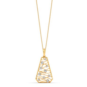 Sparkling Grid 14 KT Yellow Gold Diamond Pendant