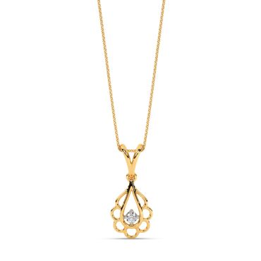 Floral Droplet 14 KT Yellow Gold Diamond Pendant