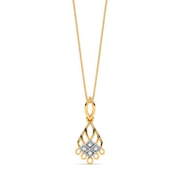 Lattice Drop 14 KT Yellow Gold Diamond Pendant