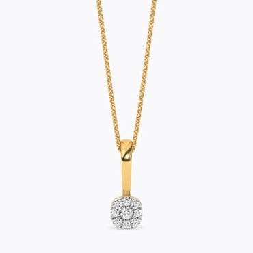 Bold Slash 9 KT Yellow Gold Diamond Pendant