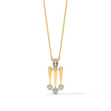 Trio Threads 9 KT Yellow Gold Diamond Pendant