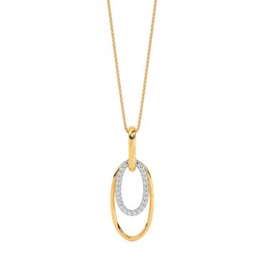 Swaying Ovals 9 KT Yellow Gold Diamond Pendant