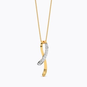 Shiny Ribbon 9 KT Yellow Gold Diamond Pendant