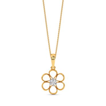 Mini Floral 9 KT Yellow Gold Diamond Pendant