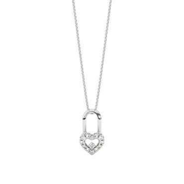Sleek Lock 9 KT White Gold Diamond Pendant