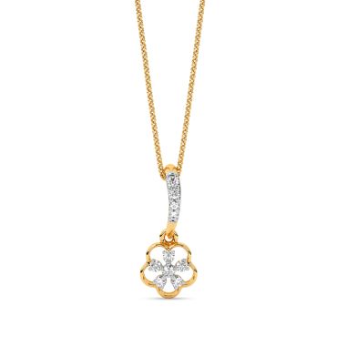 Flowery Disc 9 KT Yellow Gold Diamond Pendant