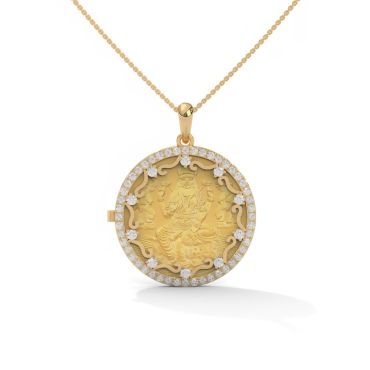 Personalized Changeable Coin Pendant with Lab-Grown Diamonds – 14k Gold