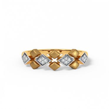 Fancy 14 KT Yellow Gold Diamond Band