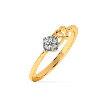 Globe Heart Link 9 KT Yellow Gold Diamond Ring