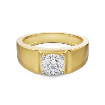 Oliver Round Men's Lab Grown Diamond 14 KT Yellow Gold Ring