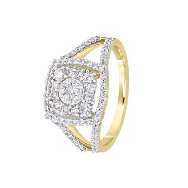 Square Design Diamond 14 KT Yellow Gold Ring
