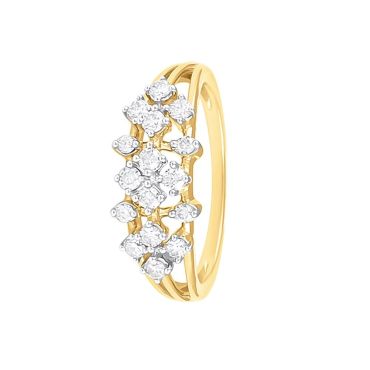 Gleaming 14 KT Yellow Gold and Diamond Finger Band