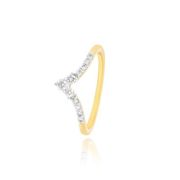 Sleek Diamond V 14 KT Yellow Gold Ring