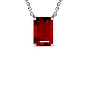 Lab Grown Ruby Round Diamonds 14 KT with white gold Pendant