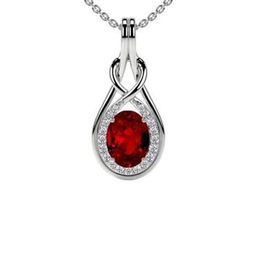 Lab Grown Ruby Round Diamonds 14 KT with white gold Pendant6