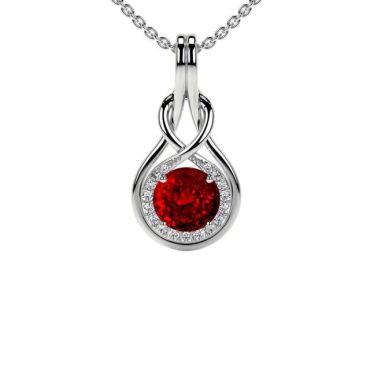 14 KT with white gold Lab Grown Ruby Round Diamonds Pendant