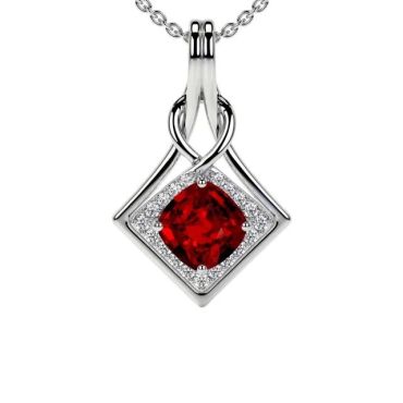 14 KT with white gold Lab Grown Ruby Round Diamonds Pendants