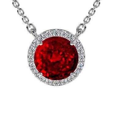 14 KT with white gold Lab Grown Ruby Round Diamonds gold Pendant