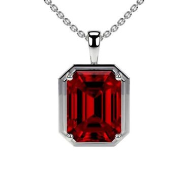 Lab Grown Ruby Solitaire 14 KT with white gold Pendant