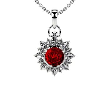 Lab Grownn Rubyy Solitaire 14 KT with white gold Pendant