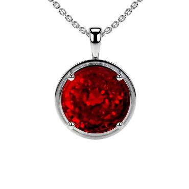 Lab Grown Rubyy Solitairee 14 KT with white gold Pendant
