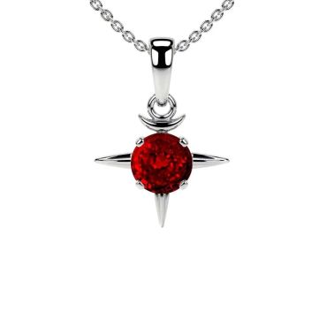 Lab Grown Ruby Solitairee 14 KT with white gold Pendant