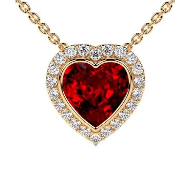 Lab Grown Ruby Rounds Diamonds 14 KT with yellow gold Pendant