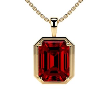 Lab Grown Ruby Solitaire 14 KT with yellow gold Pendant