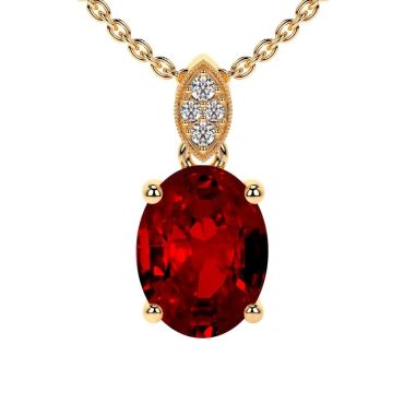 Lab Grown Rubyy Round Diamonds 14 KT with yellow gold Pendant