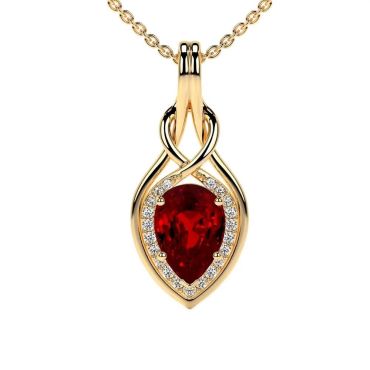 Lab Grown Ruby Round Diamond 14 KT with yellow golds Pendant