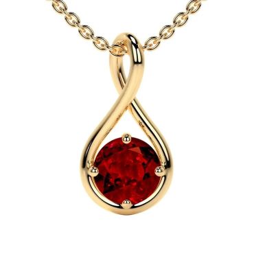 Lab Grown Rubyy Round Solitairee Twist 14 KT with yellow gold Pendant