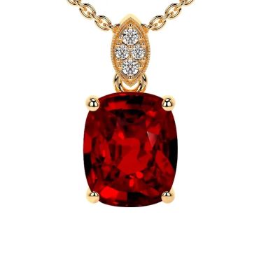 Lab Grown Ruby Round Diamonds 14 KT with yellow gold Pendantt