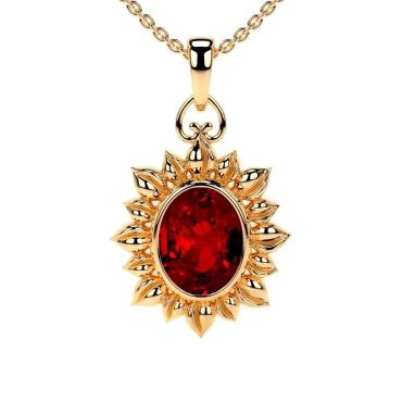 Lab Grown Rubyy Solitairee 14KT with yellow gold Pendant