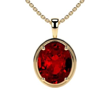 Lab Grown Ruby Solitaire  14 KT with yellow goldPendant