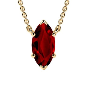 Lab Grown Ruby Marquise Classic Solitaire 14 KT with yellow gold Pendant