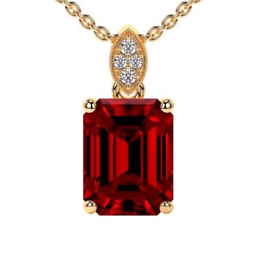 Lab Grown Ruby Round Diamondss 14 KT with yellow gold Pendant