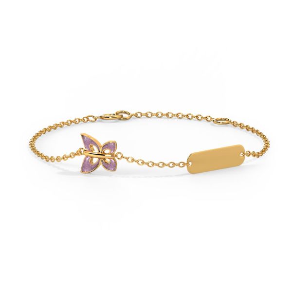 Flutter Personalised Kids' 14 KT Yellow Gold Bracelet